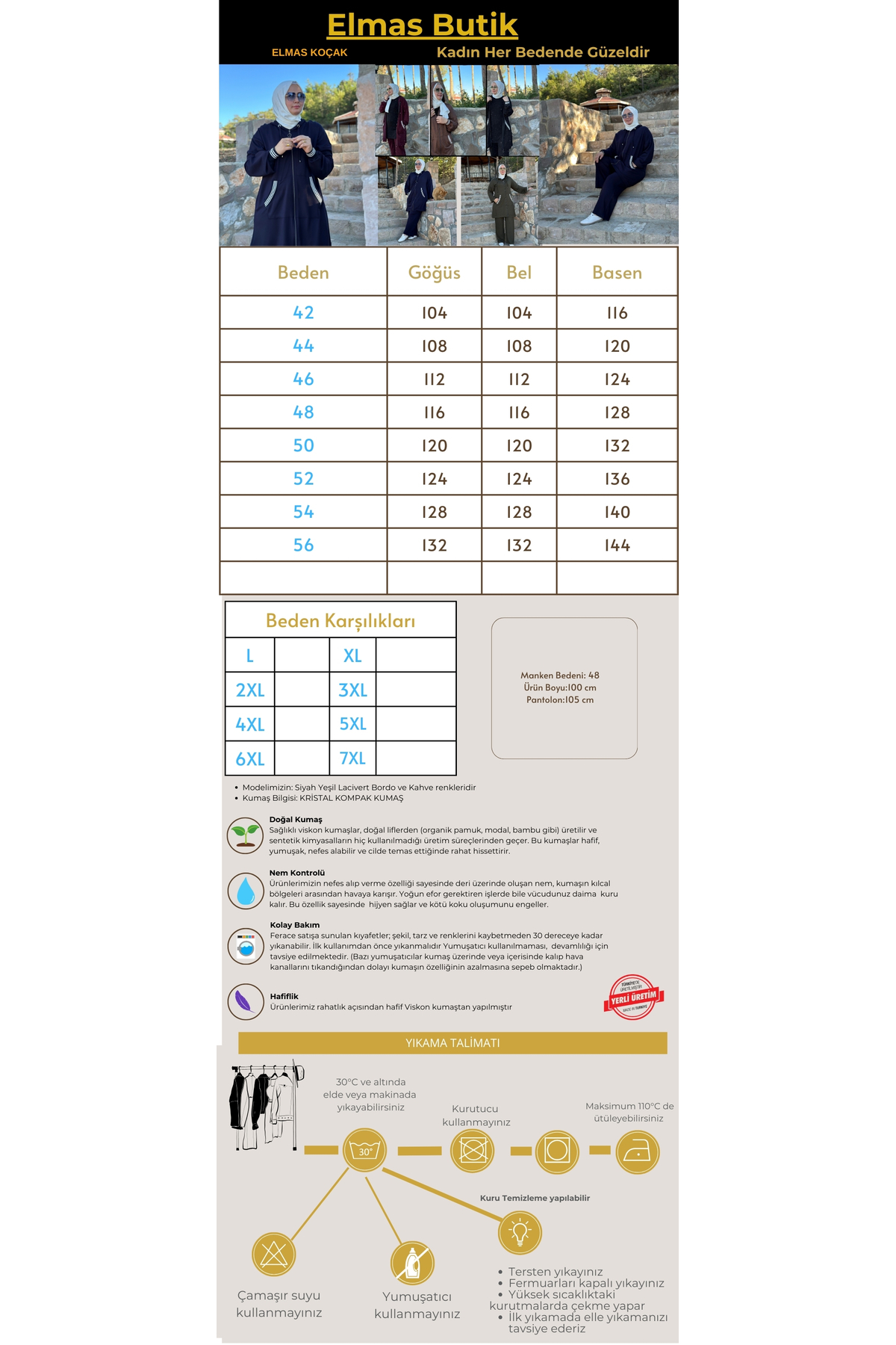 Elmas Tesettür Kadın Büyük Beden Tesetttür Spor İkili Takım