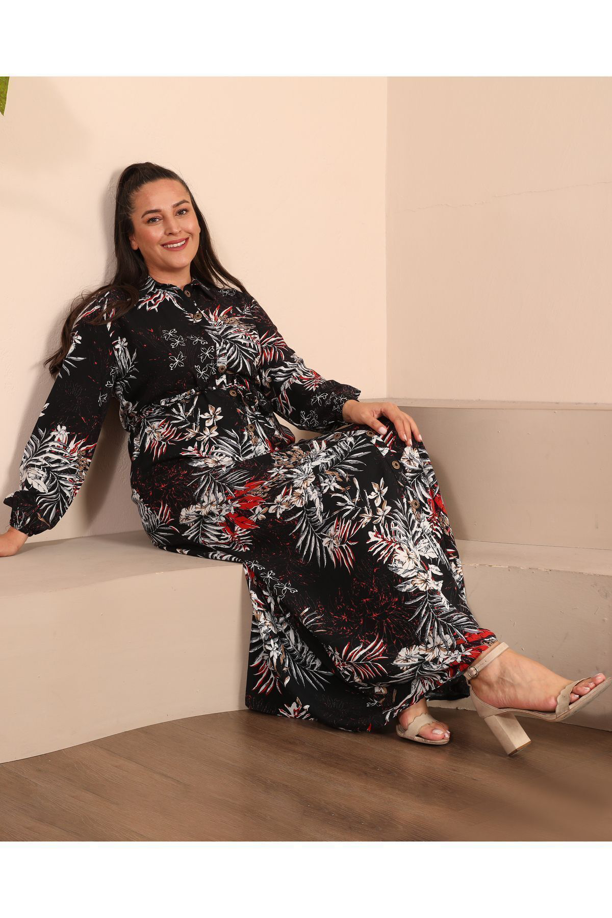 Ferace Kadin Buyuk Beden Tesettur Giyim Yazlik Uzun Elbise Siyah