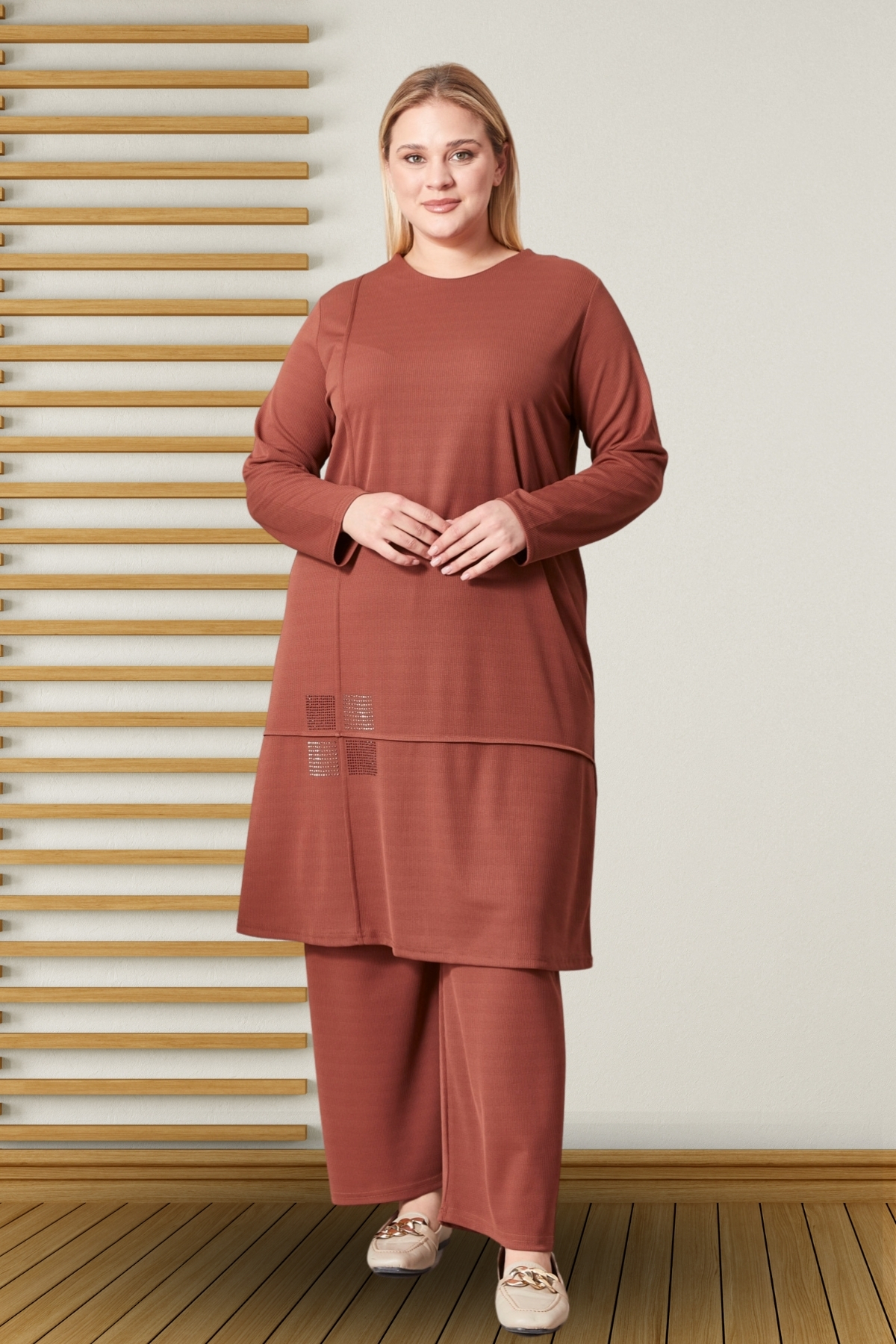 Ferace Kadın Büyük Beden Tesettür Giyim Mevsimlik Penye Takım