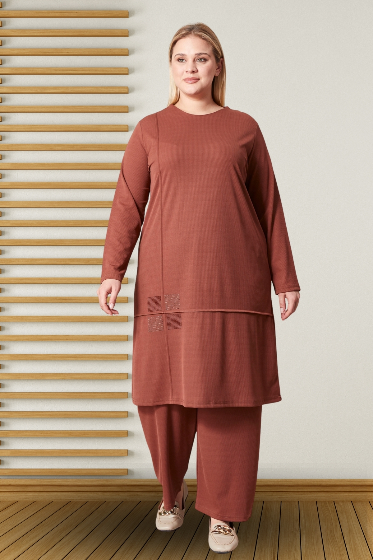 Ferace Kadın Büyük Beden Tesettür Giyim Mevsimlik Penye Takım