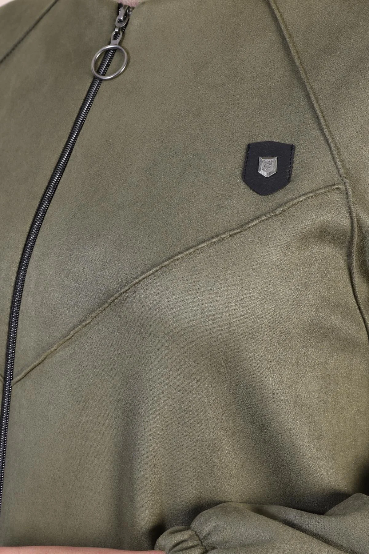 Kadin Buyuk Beden Tesettur Süet Pardesü Tam Boy Baklava Desenli U