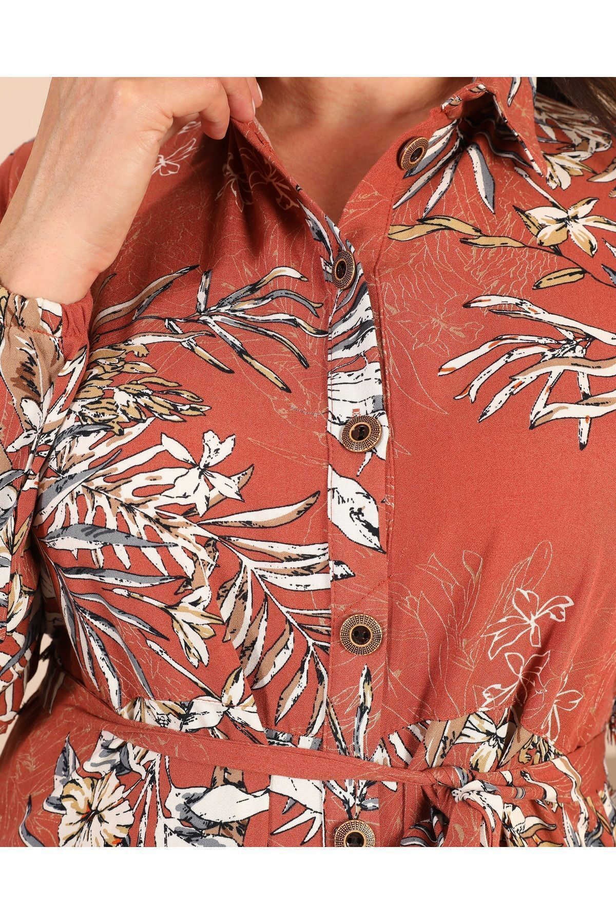 Ferace Kadin Buyuk Beden Tesettur Giyim Yazlik Uzun Elbise Kahverengi