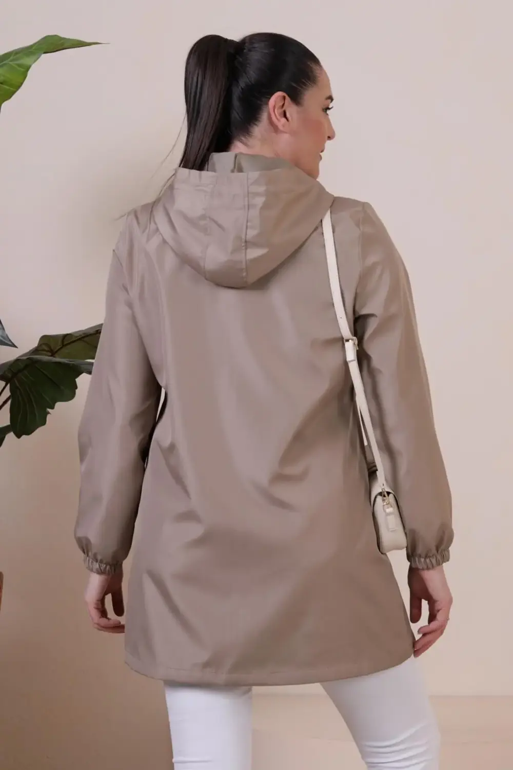 Kadin Buyuk Beden Tesettur Giyim Fermuarlı Trenckot Mevsimlik