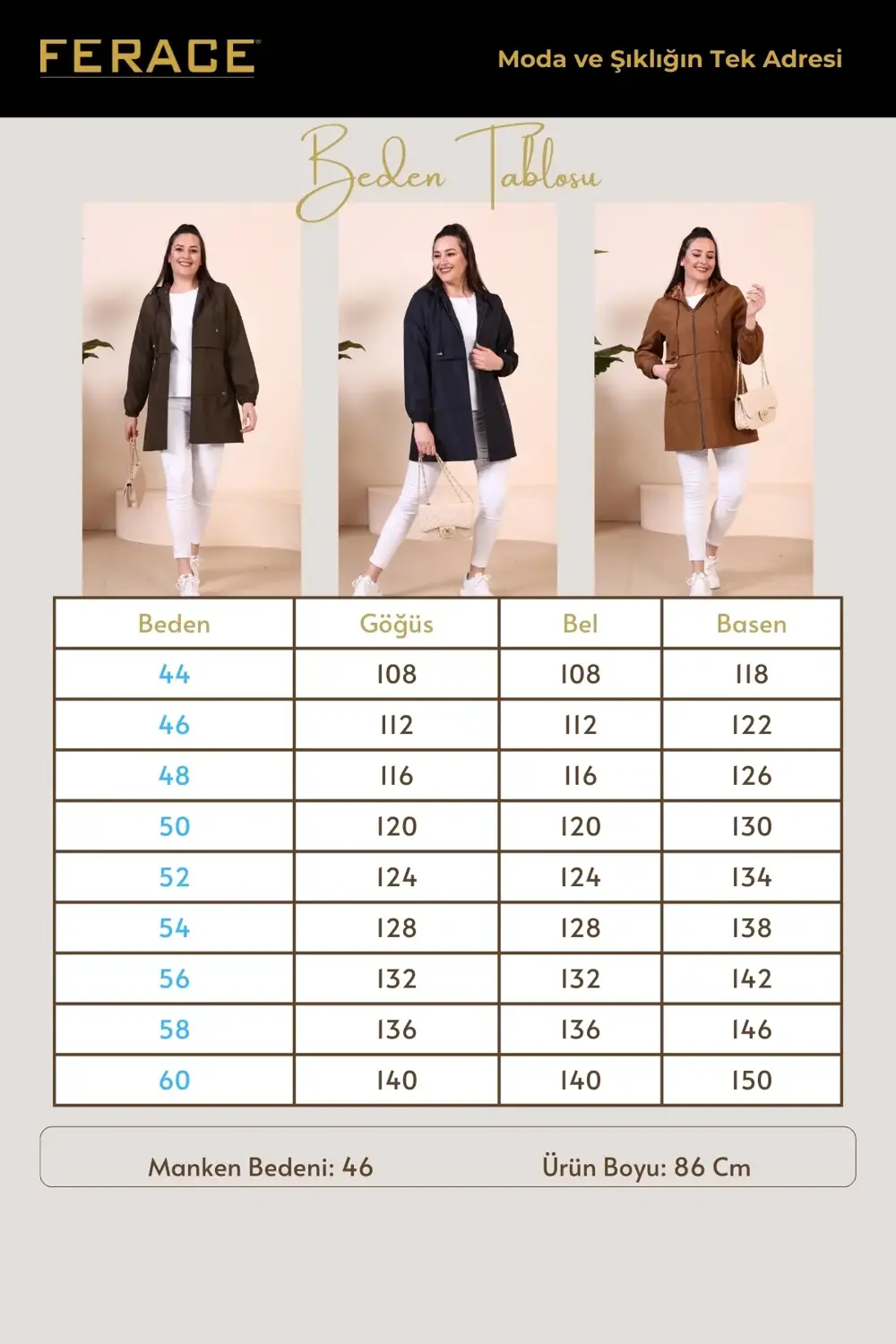 Kadin Buyuk Beden Tesettur Giyim Fermuarlı Trenckot Mevsimlik