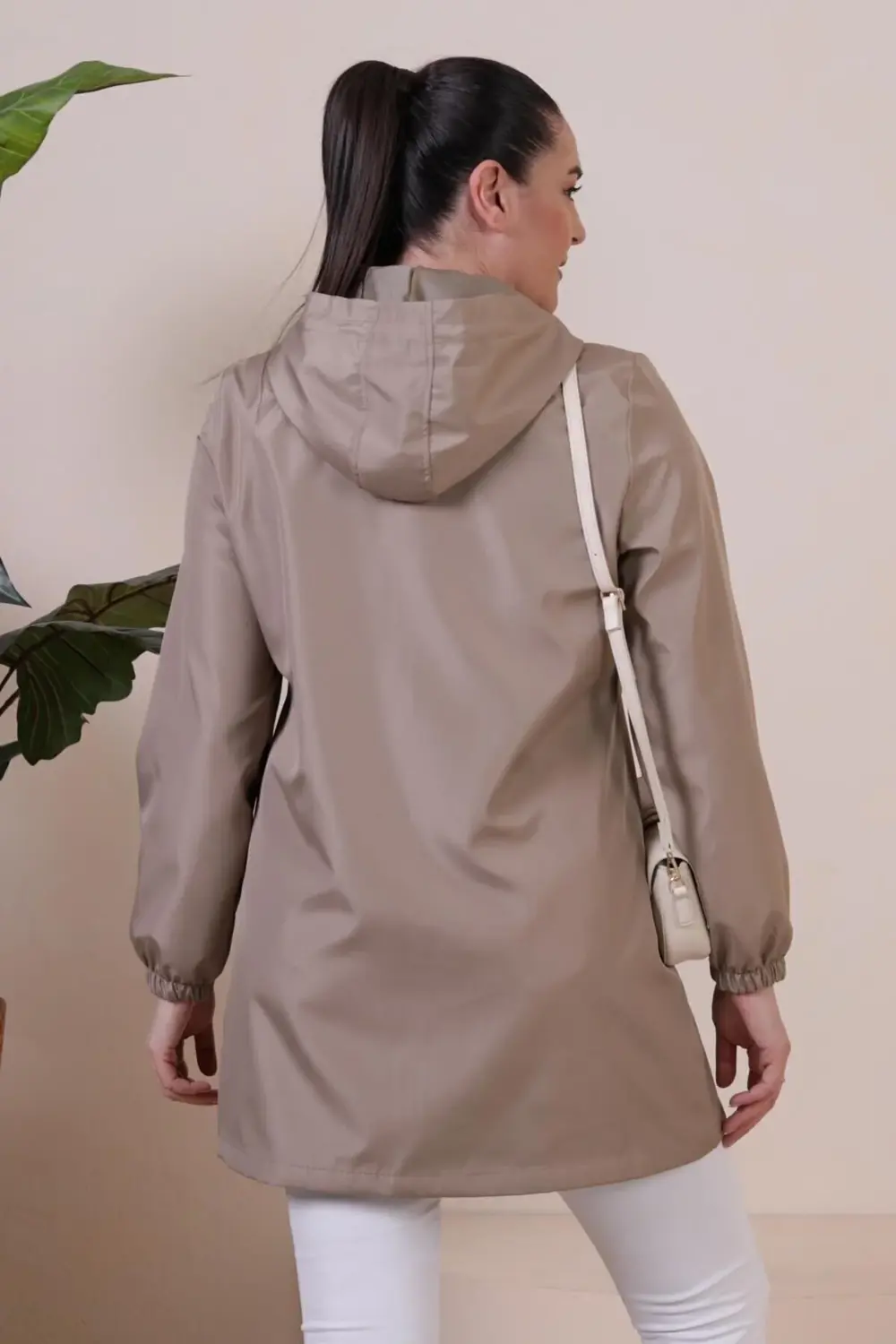 Kadin Buyuk Beden Tesettur Giyim Fermuarlı Trenckot Mevsimlik