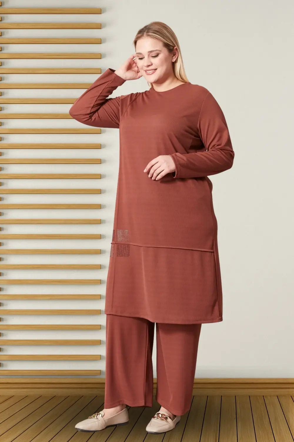 Kadın Büyük Beden Tesettür Giyim Mevsimlik Penye Takım