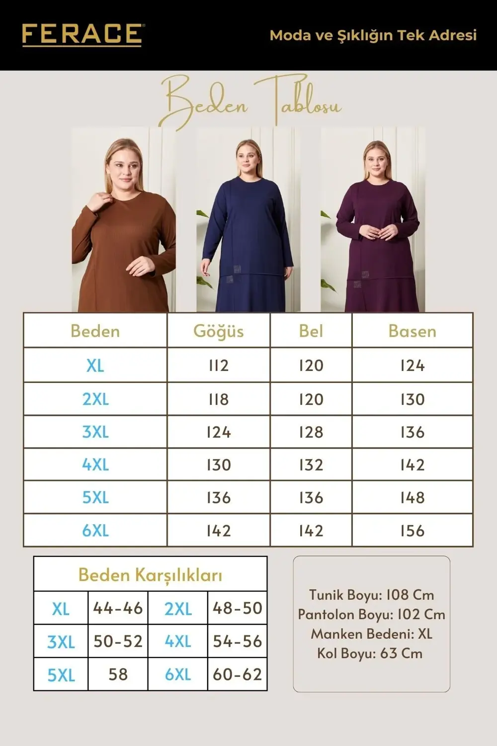 Kadın Büyük Beden Tesettür Giyim Mevsimlik Penye Takım