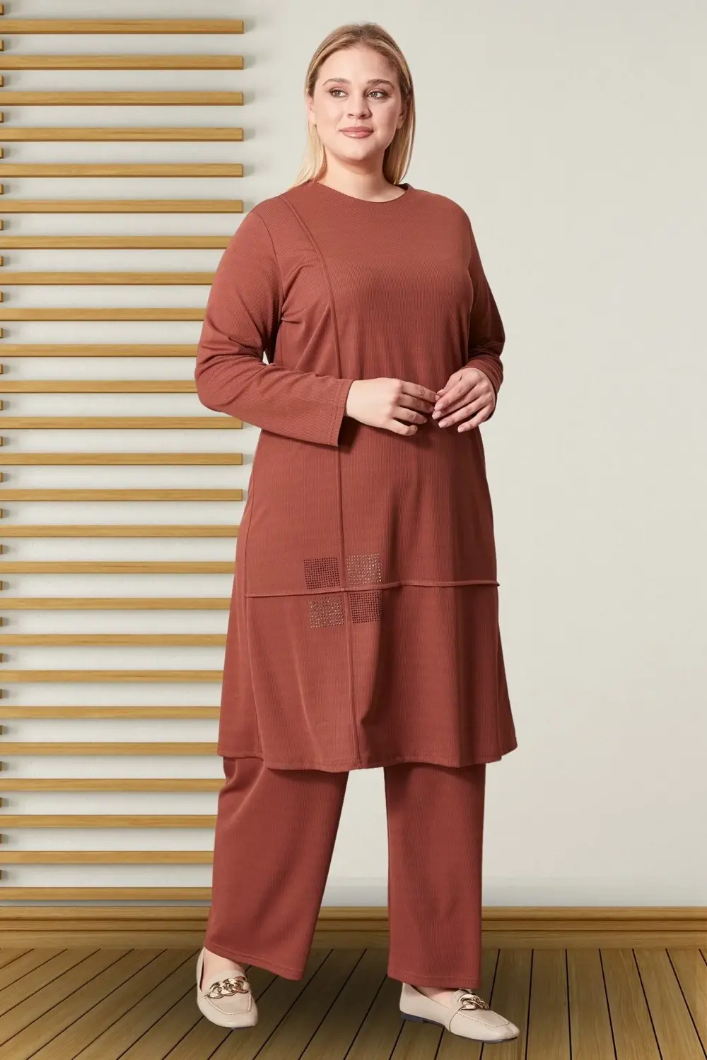 Kadın Büyük Beden Tesettür Giyim Mevsimlik Penye Takım