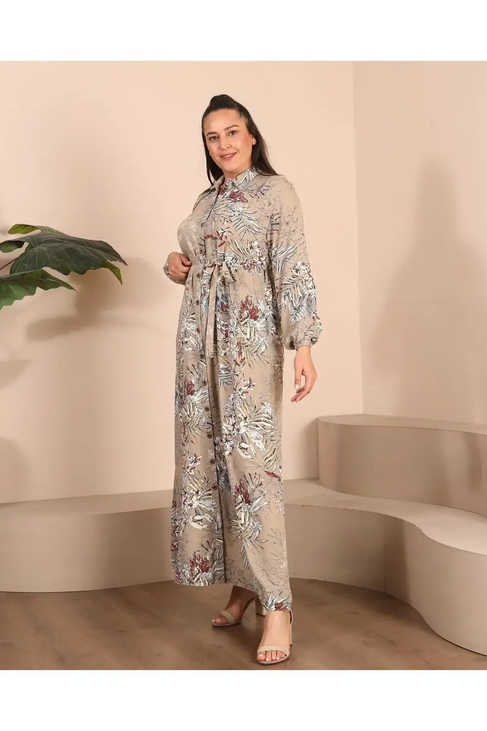 Kadin Buyuk Beden Tesettur Giyim Yazlik Uzun Elbise Siyah