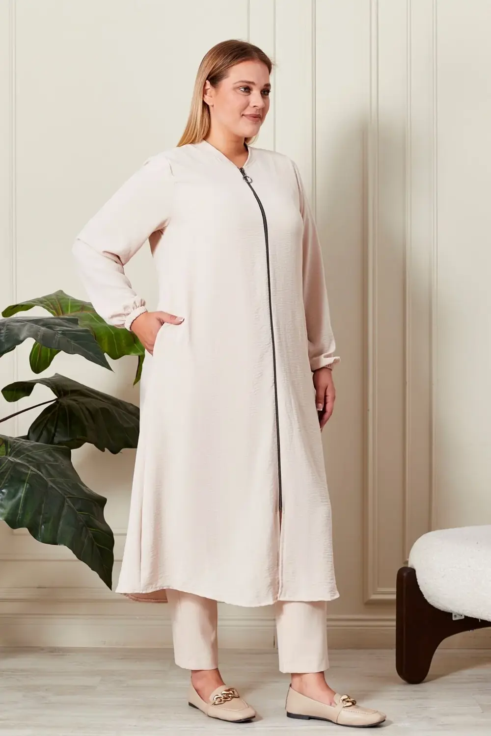 Kadin Buyuk Beden Tesettur Mevsimlik Giy Çık Kap