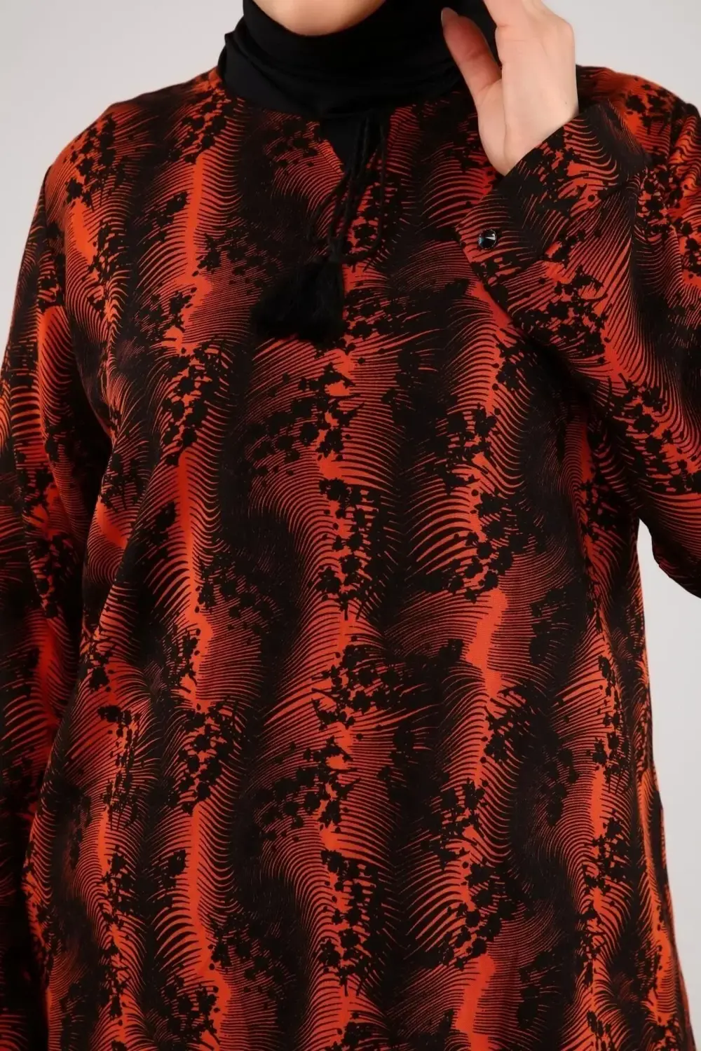 Kadın Büyük Beden Tesettür Tunik I?pli Ve Yandan Yırtmaçlı