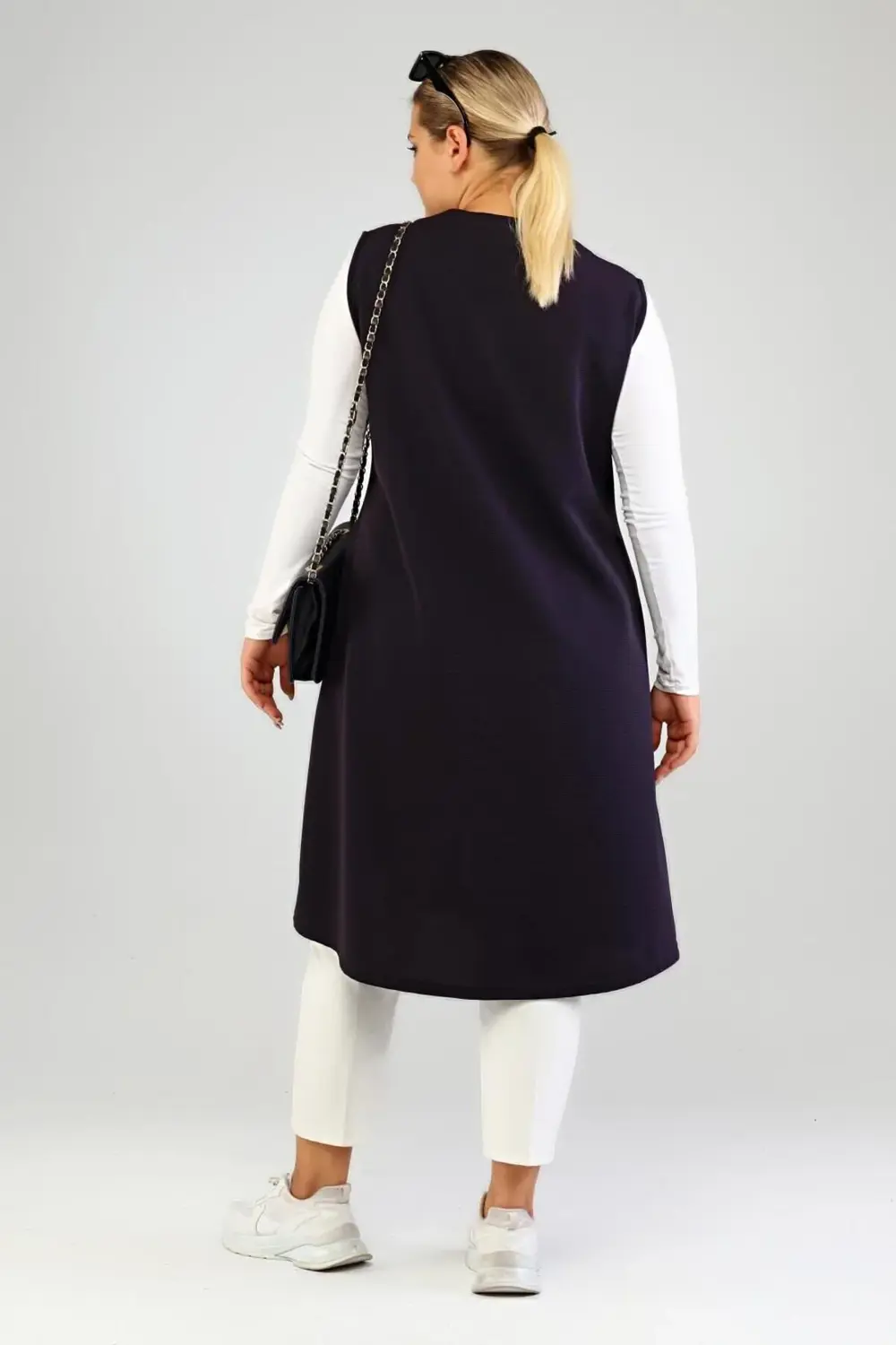 Kadin Buyuk Beden Uzun Yelek Ottoman Çelik Örme