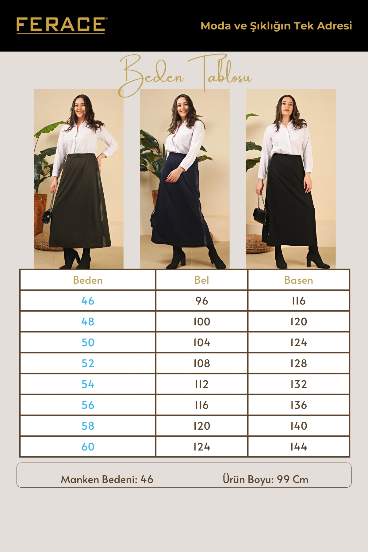 Ferace Kadın Büyük Beden Yanları Taşlı Kalem Anne Etek