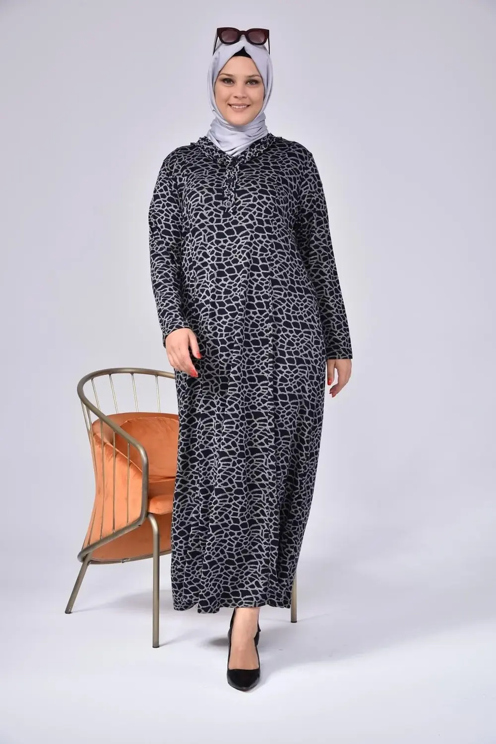 Kadin Buyuk Beden Yakası Firfirli Tesettur Anne Elbisesi Yakma Ya
