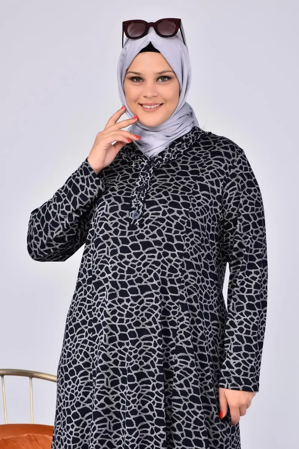 Kadin Buyuk Beden Yakası Firfirli Tesettur Anne Elbisesi Yakma Ya