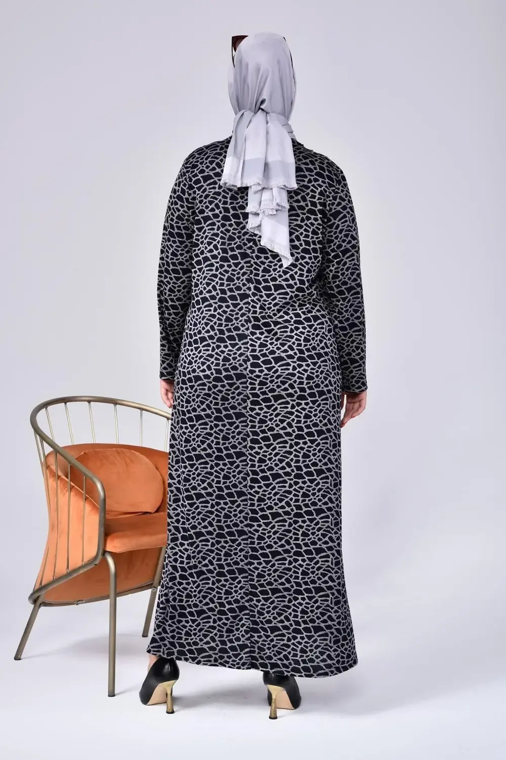 Kadin Buyuk Beden Yakası Firfirli Tesettur Anne Elbisesi Yakma Ya