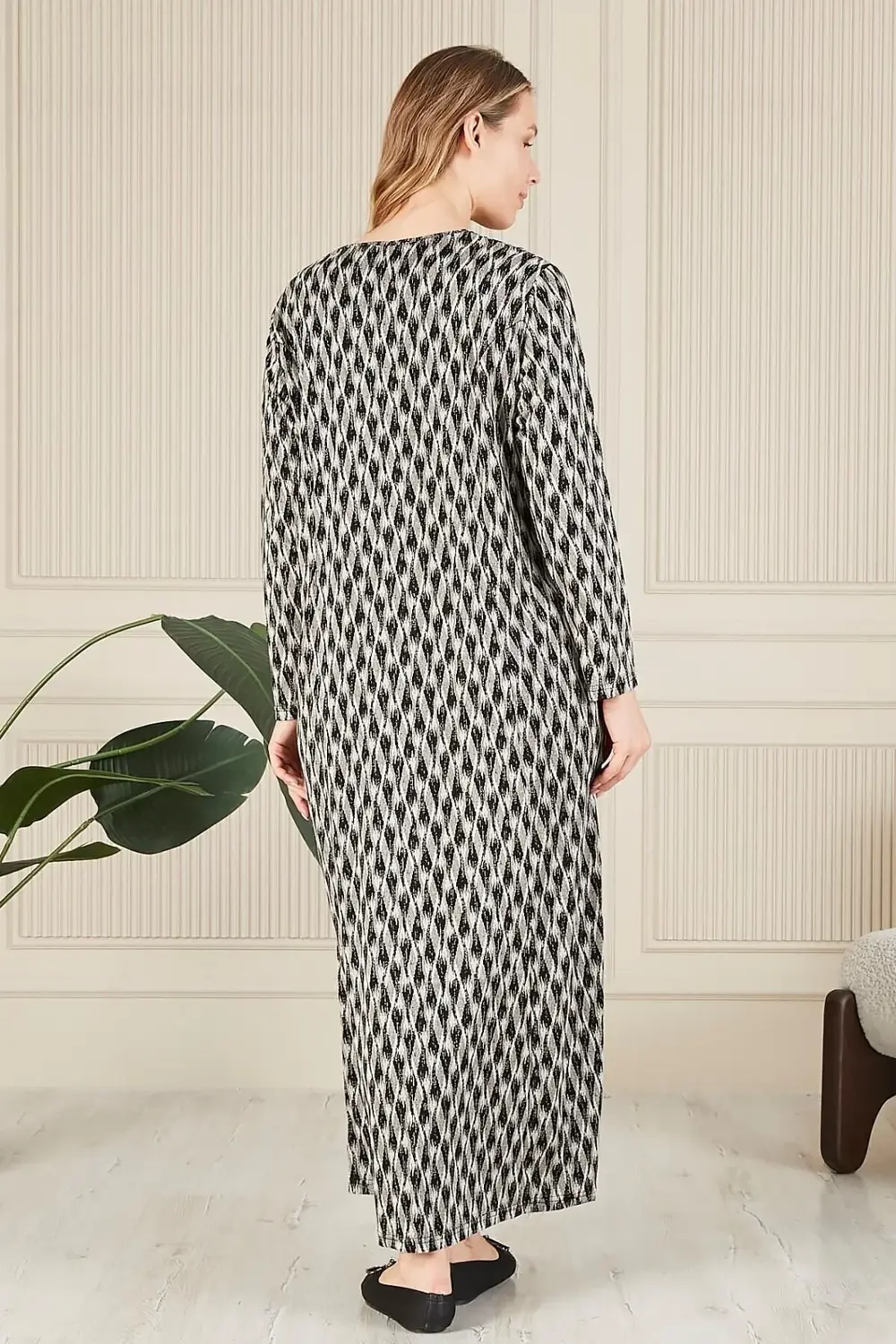 Kadın Buyuk Beden Yakası Taşlı Menekşe Elbise