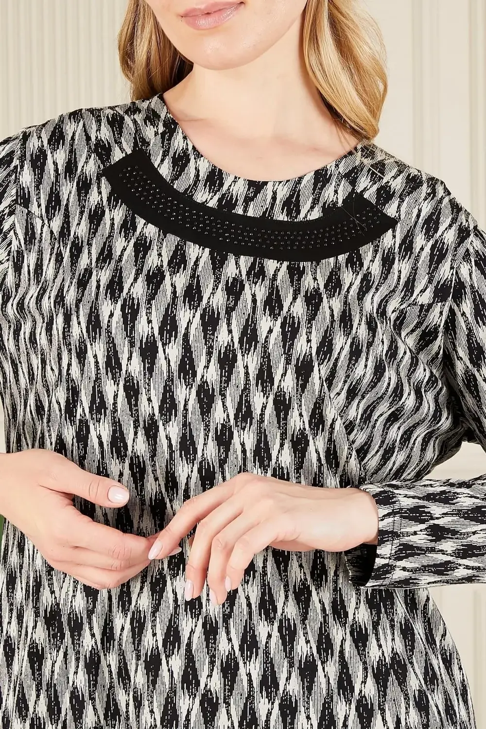 Kadın Buyuk Beden Yakası Taşlı Menekşe Elbise