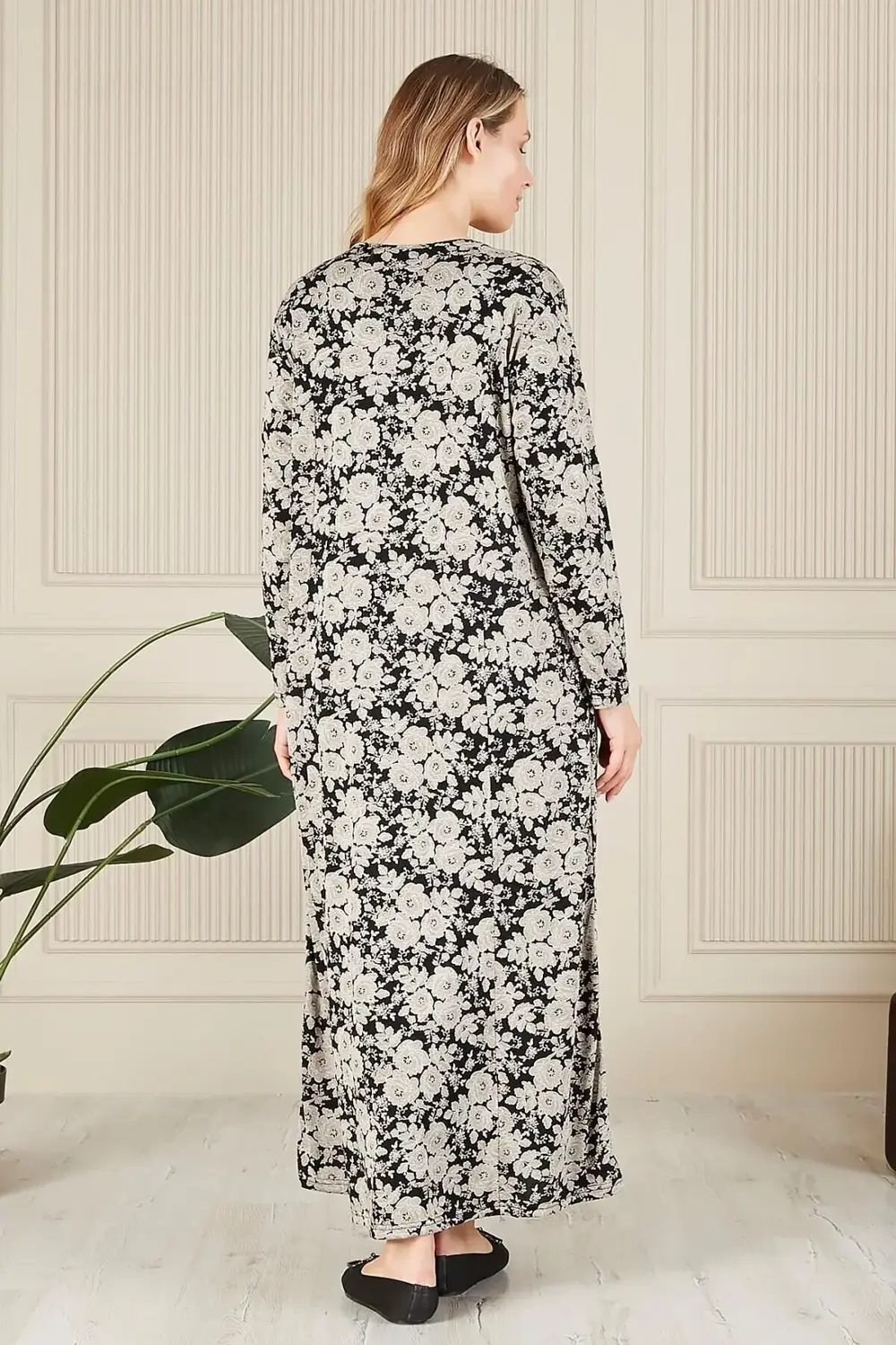 Kadın Buyuk Beden Yakası Taşlı Menekşe Elbise