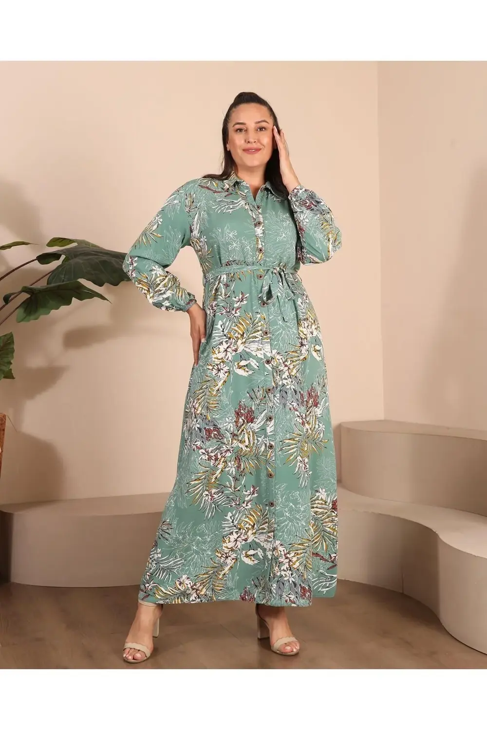 Kadin Buyuk Beden Yazlik Elbise Plus Tesettur Giyim Uzun Elbise