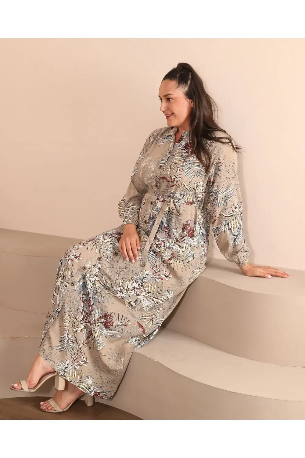 Kadin Buyuk Beden Yazlik Elbise Plus Tesettur Giyim Uzun Elbise