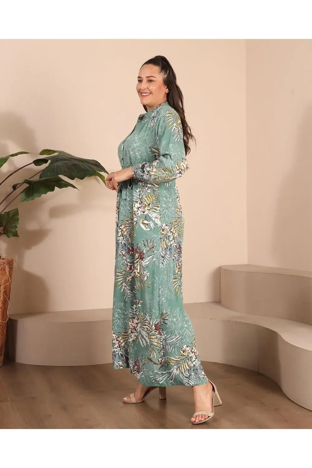 Kadin Buyuk Beden Yazlik Elbise Plus Tesettur Giyim Uzun Elbise