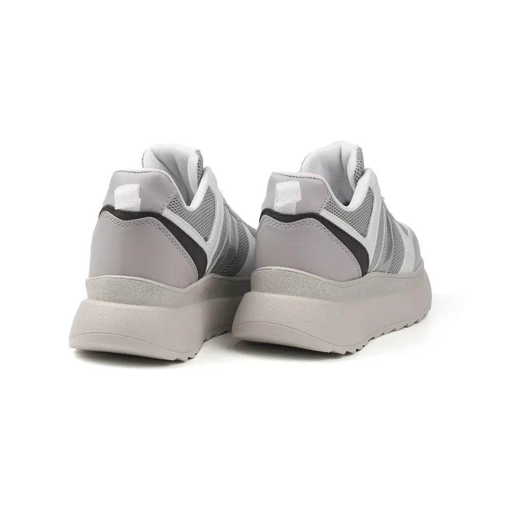 Kadın Buz Gri Simli Sneaker Hafif Ortopedik Günlük Spor Ayakkabı