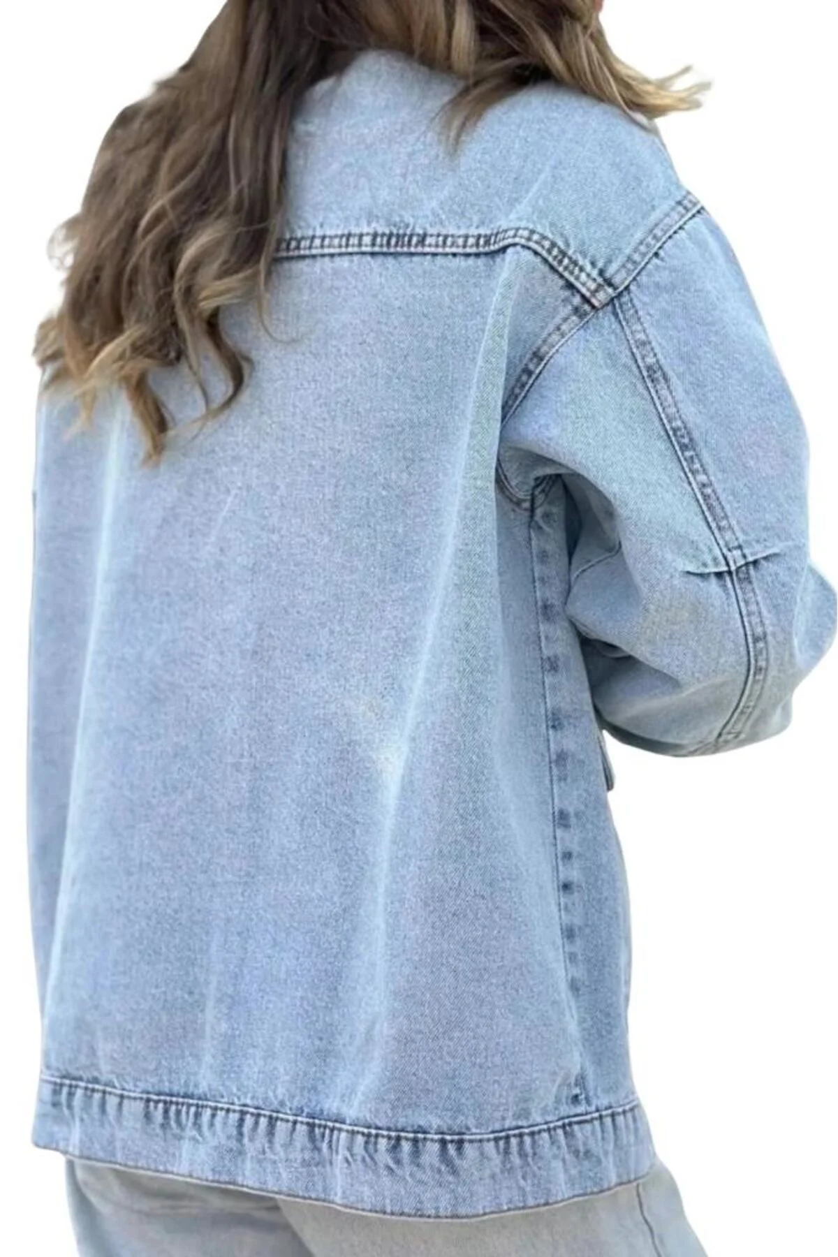 Kadın Buz Mavi Oversize Kot Ceket Kt001 KT001484 KT001484