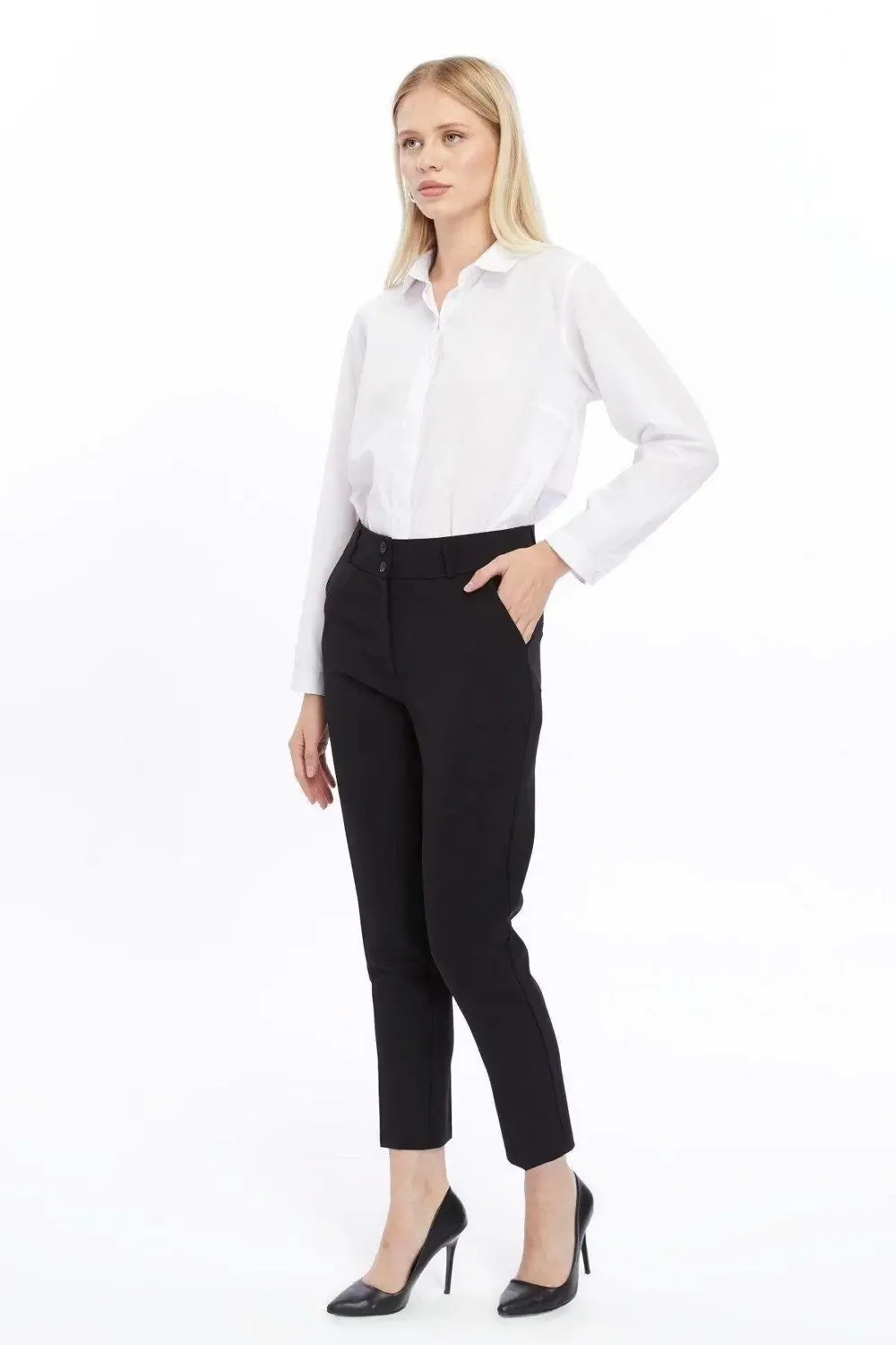 Kadın Cep Detaylı bilek Boy Mevsimlik pantolon 206/90