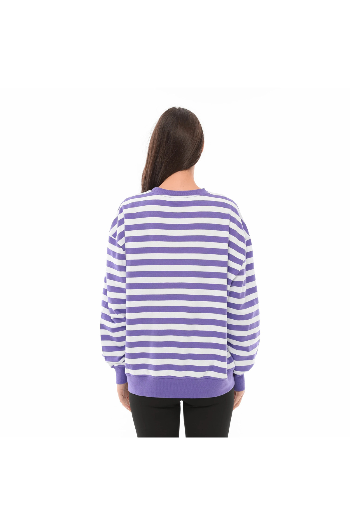 Defys Kadin Çizgili Oversize Sweat