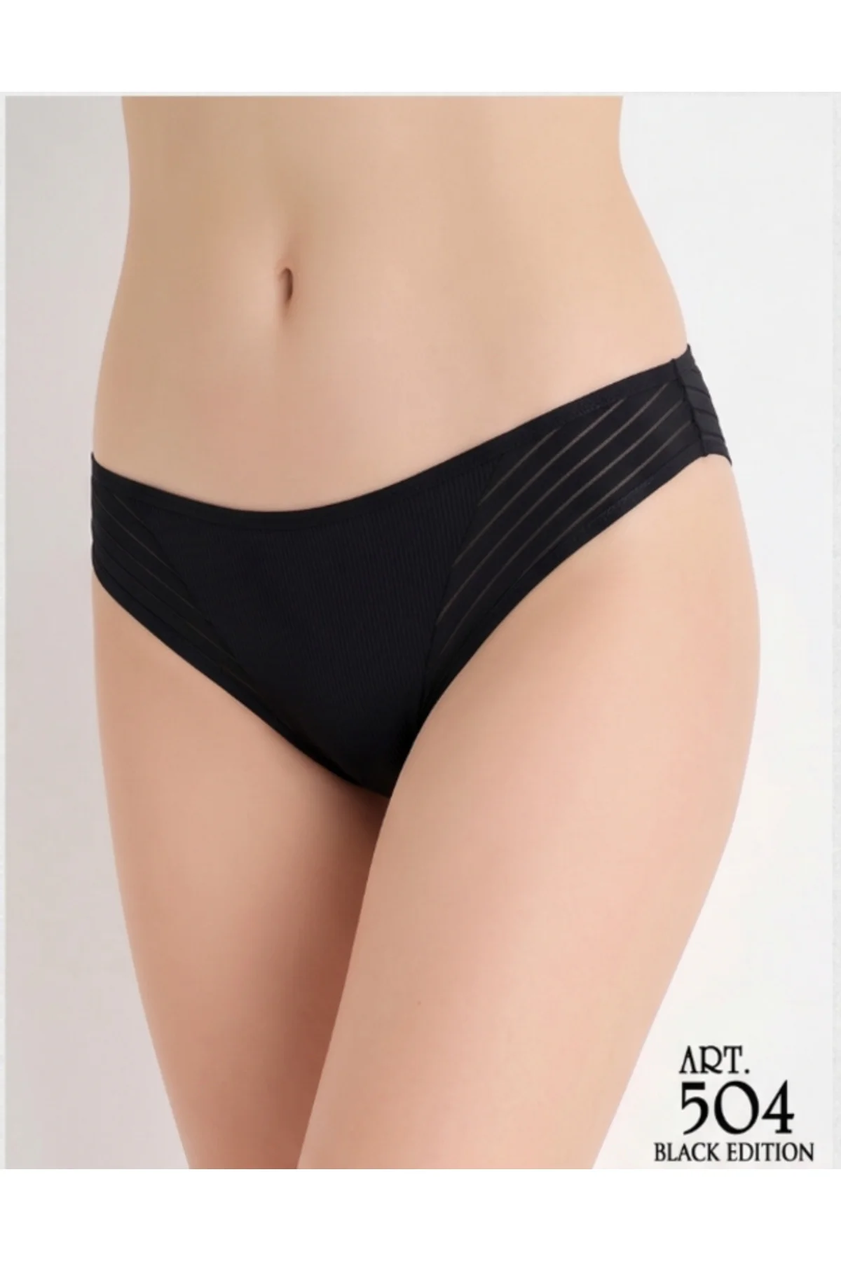 Kadın Çizgili Tül Detaylı Slip Bikini Külot Kadın Çizgili Tül Detaylı Slip Bikini Külot