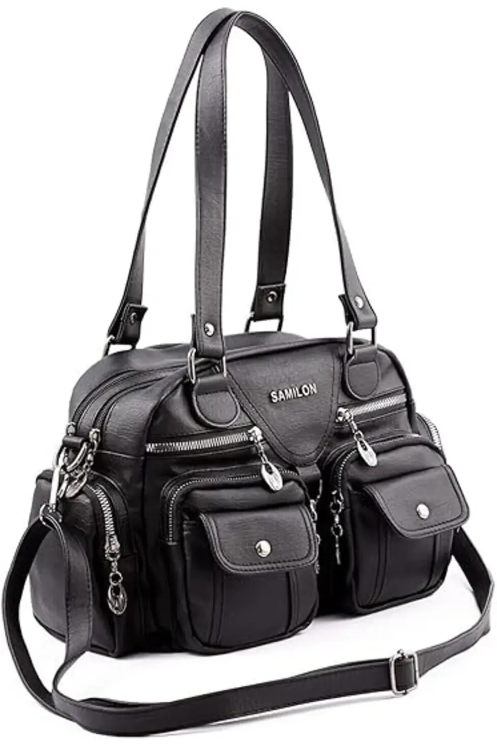 Kadın Çok Bölmeli Yıkama Deri El Omuz Çantası