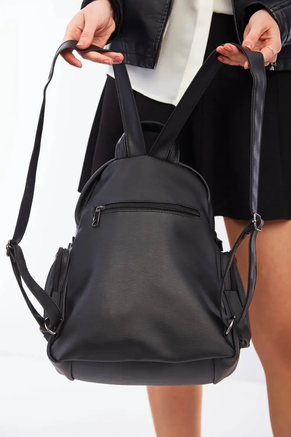 Kadın Çok Bölmeli Yıkama Deri Sırt Çanta