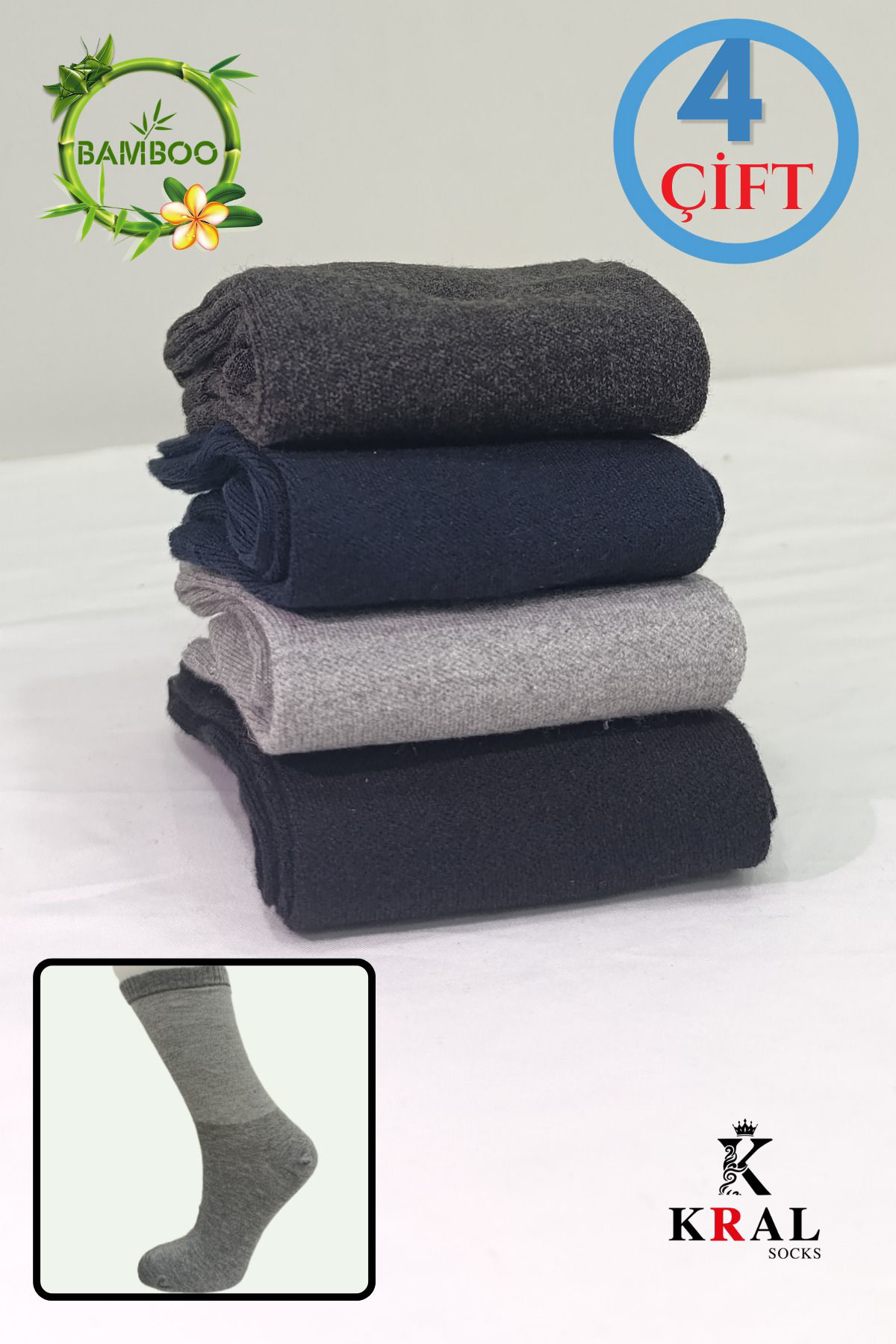 Kral Socks Kadin Çorap 4 Çift Bambu Lastiksiz Dikişsiz Esnek Ayaği Sikmayan 