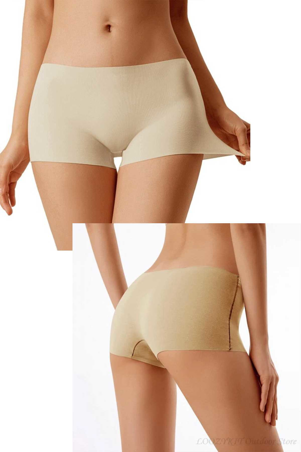 Just Cheap Store Kadin Dikişsiz Görünmez İz Yapmaz Mini Şort Boxer Ten