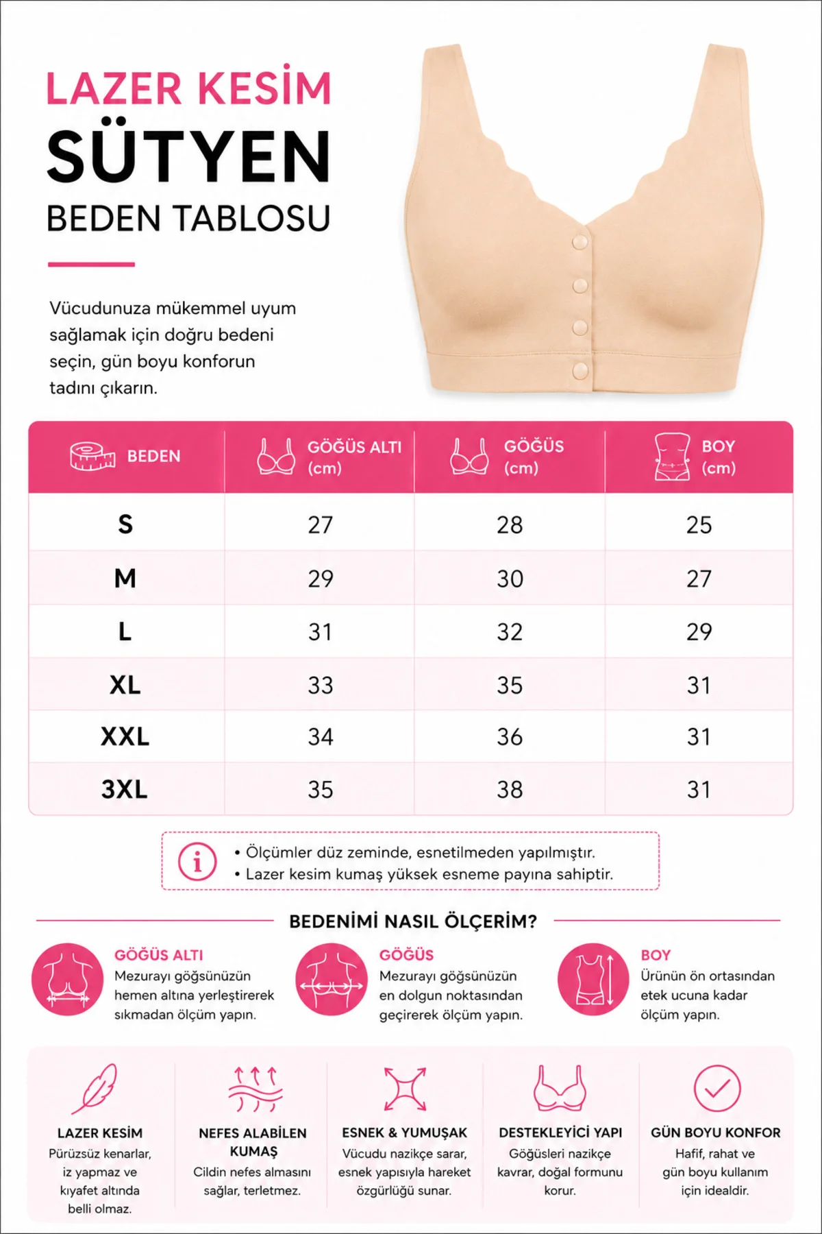 Kadın Dikişsiz Lazer Kesim Önden Çıtçıtlı Toparlayıcı Sütyen Geniş Askılı Rahat Büstiyer