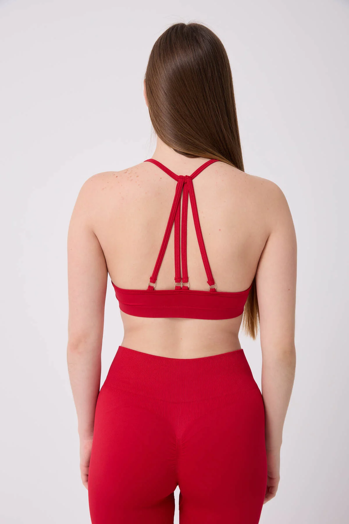 Kadın Dikişsiz Sporcu Sırt Detaylı Askılı Crop Büstiyer