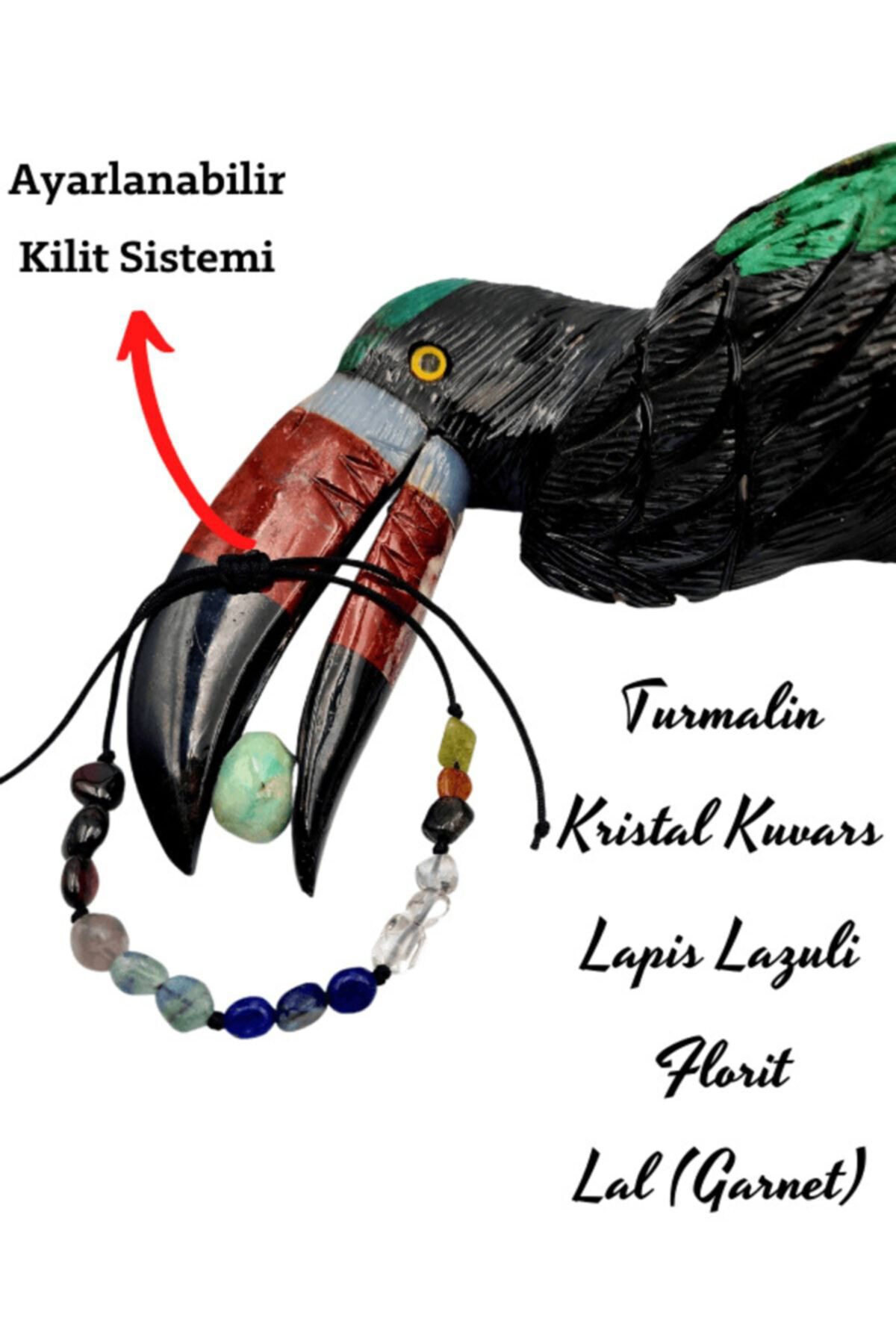 Kadın Doğal Taş Bileklik Turmalin Kristal Kuvars Lapis Lazuli Flo