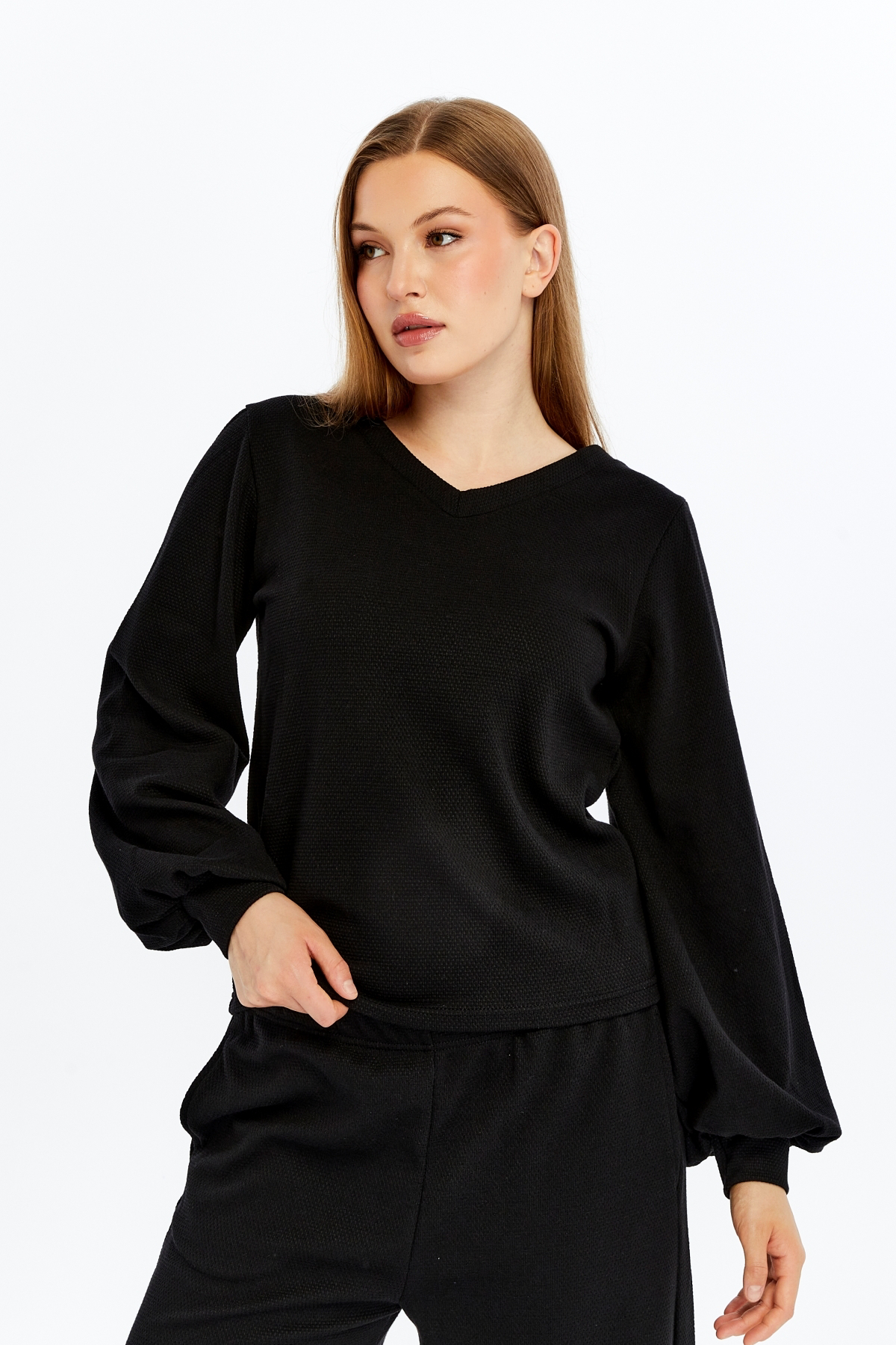 Defys Kadin Dokulu V Yaka Bluz