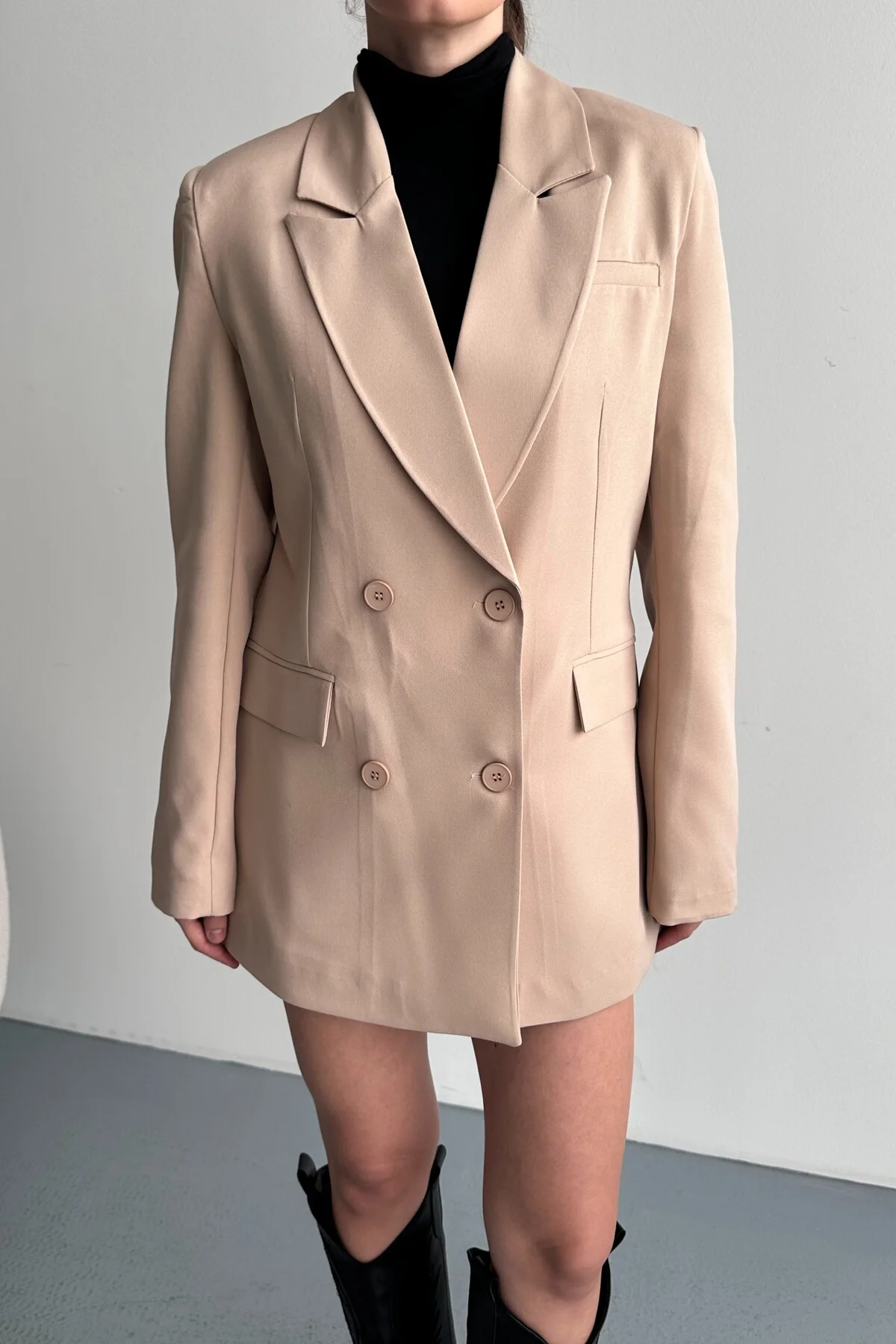 Kadın Düğme Detaylı Oversize Blazer Ceket