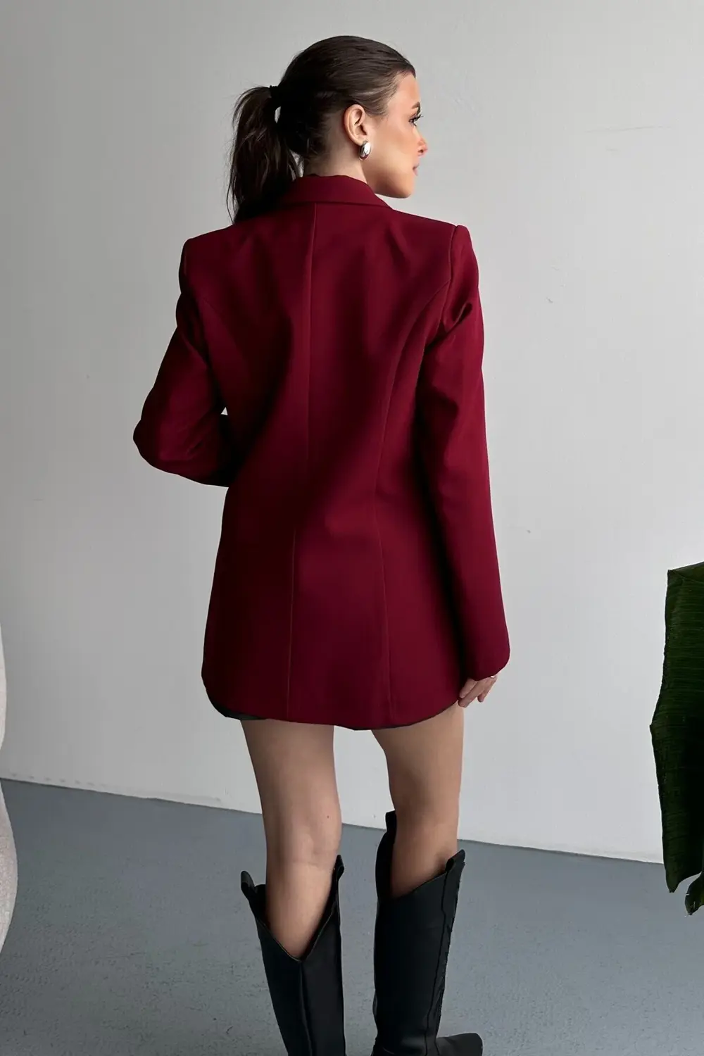 Kadın Düğme Detaylı Oversize Blazer Ceket