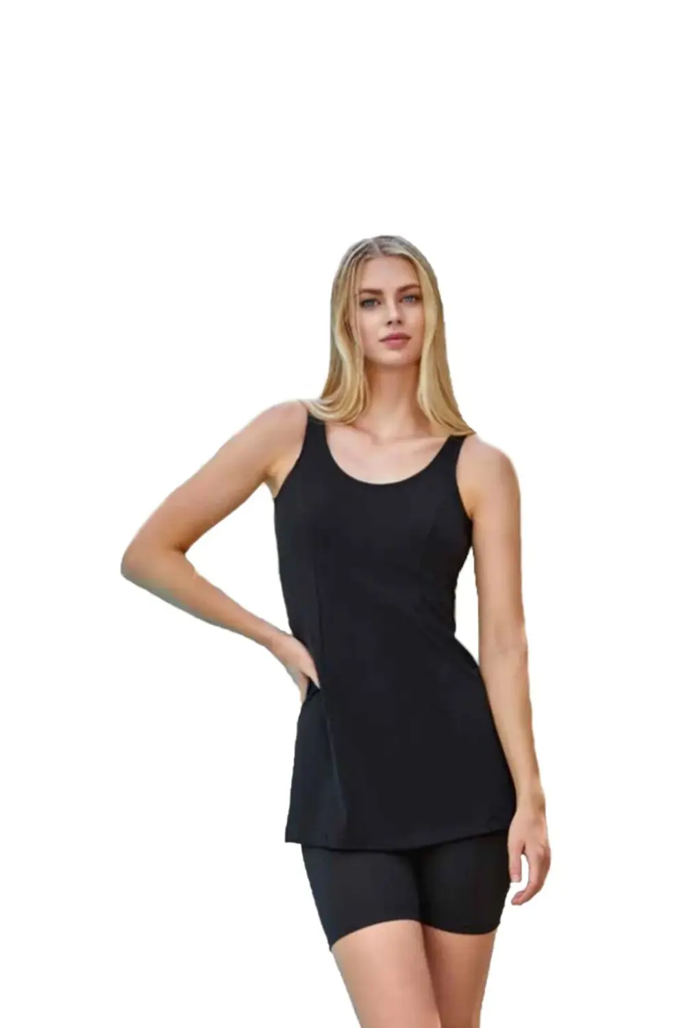 Kadın Düz renk Askılı Kısa Şort Taytlı Mayo 3855