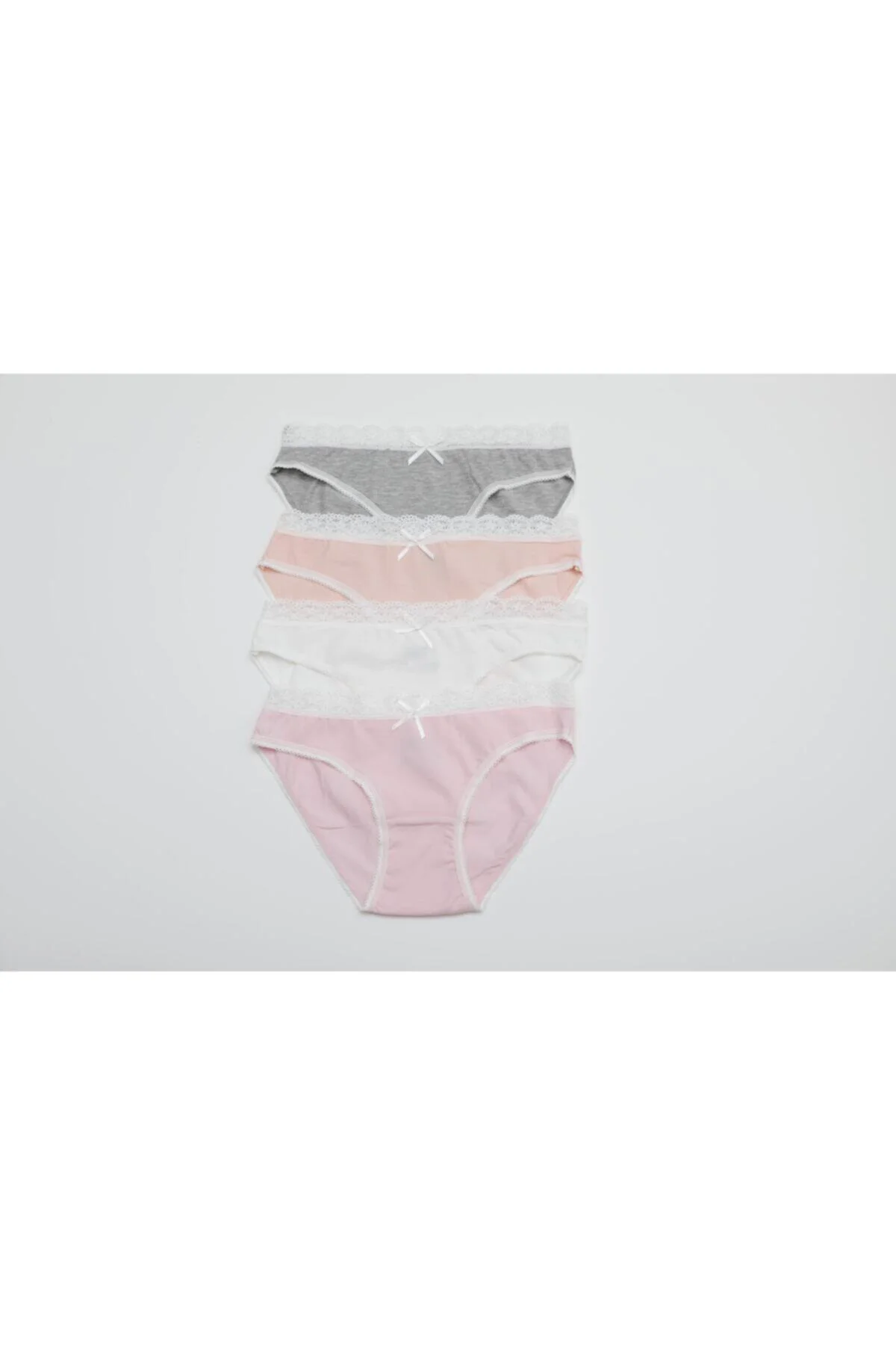 Kadın Düz Renkli Dantelli Bikini Külot 4'lü Paket