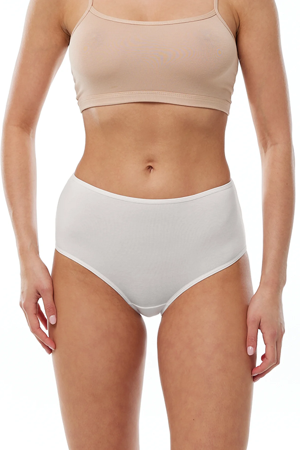 Kadın Ekru 2 Li Paket Modal Yüksek Bel Bato Slip Külot 1030