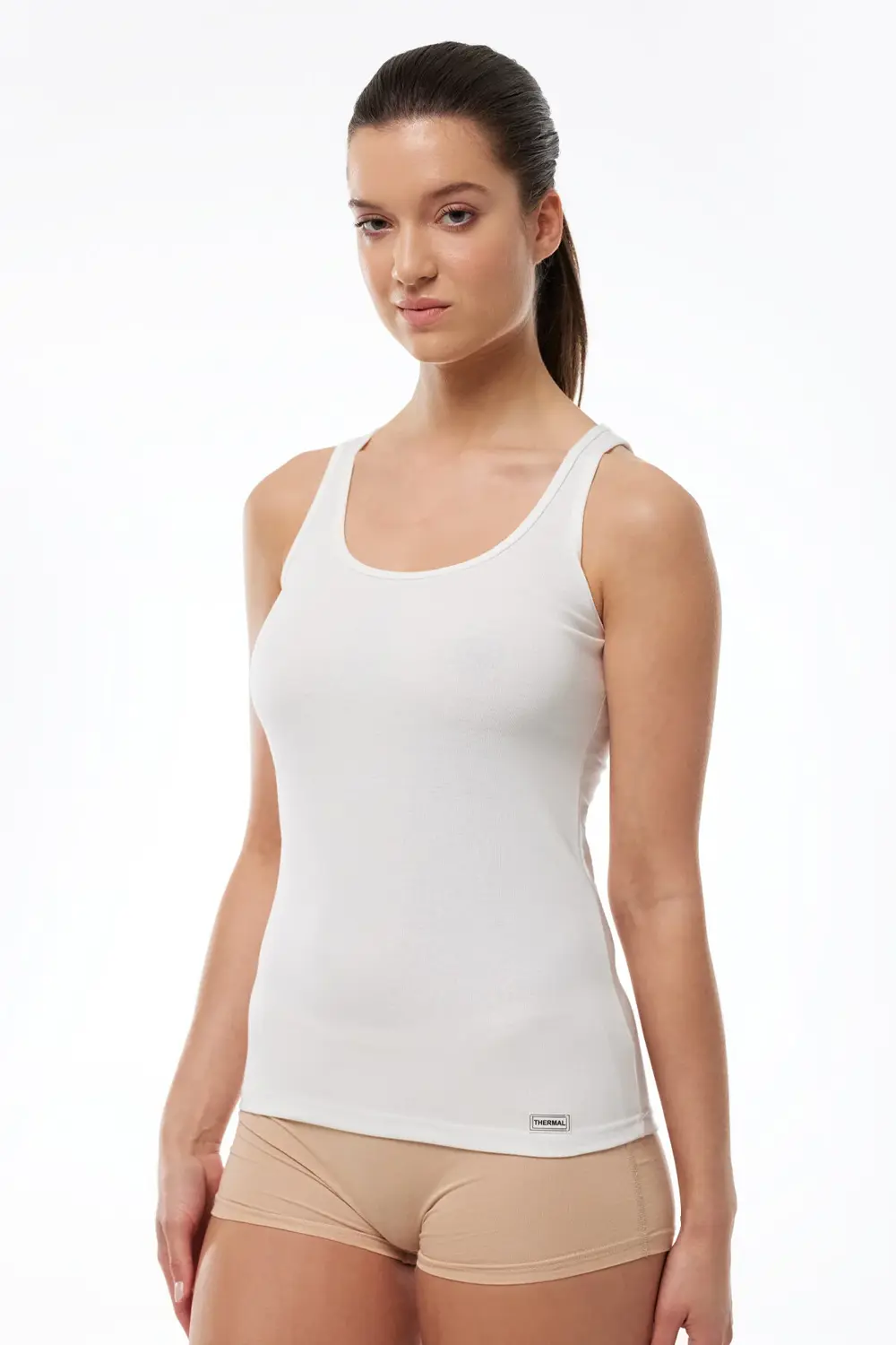 Kadın Ekru Kalın Askılı Viloft Termal Atlet 708
