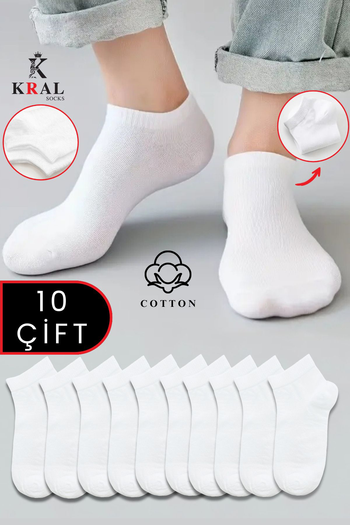 Kadın - Erkek (10 ÇİFT ) Düz Desen Ekonomik Bilek Boy Patik Çorap