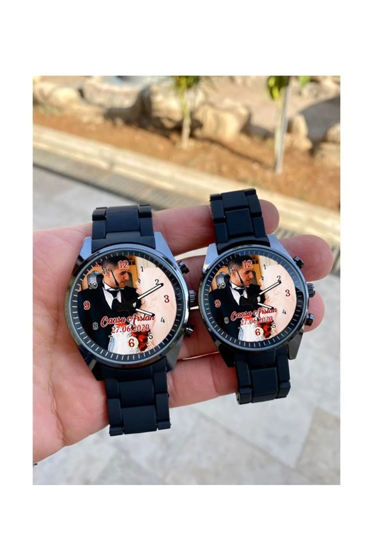Kadın Erkek Kol Saati 2 adet Kişiye Özel Resimli Kol Saati Çift S