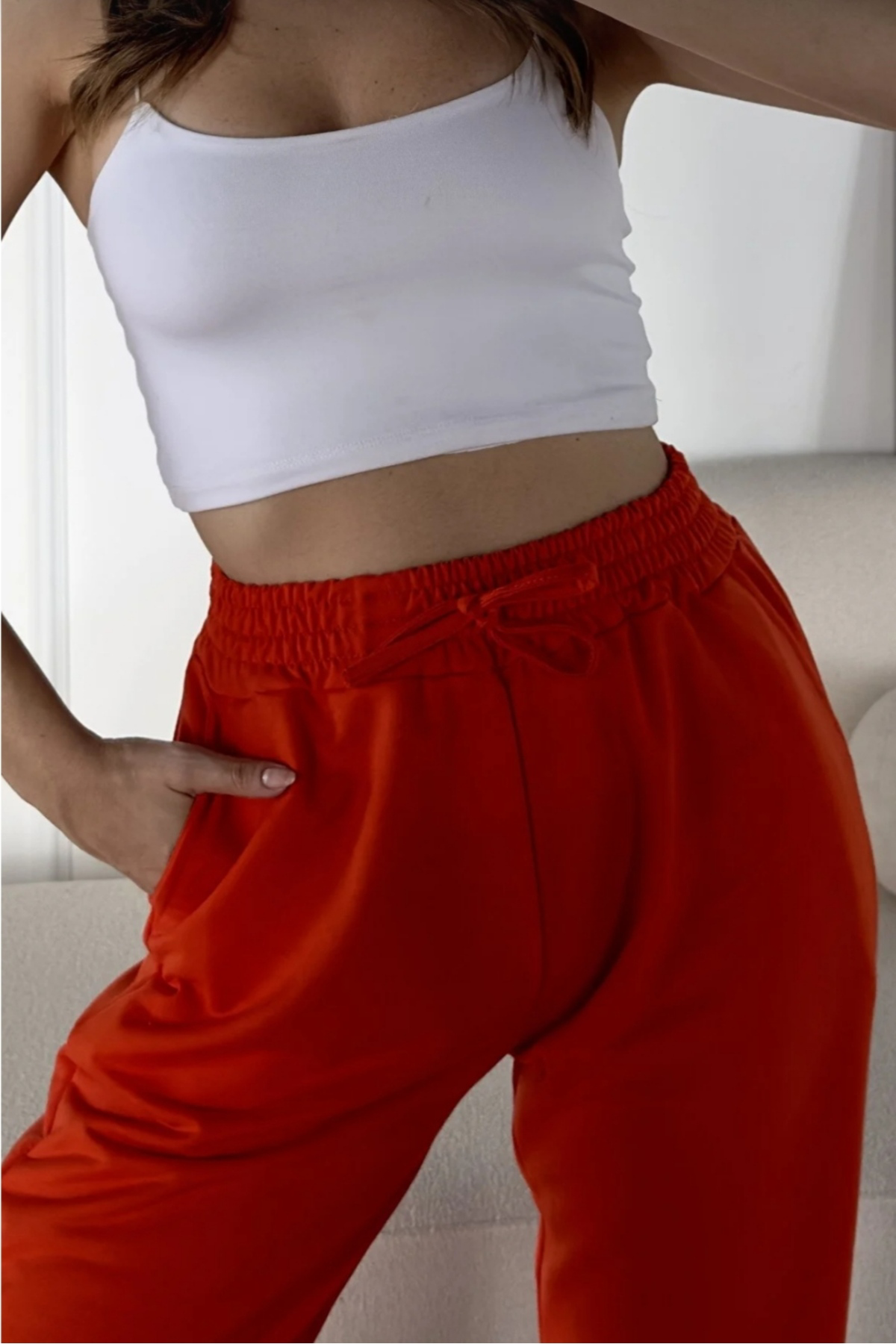 Mayar Butik Kadın Eşofman İki İplik Paçalar Lastikli Jogger Tek Alt