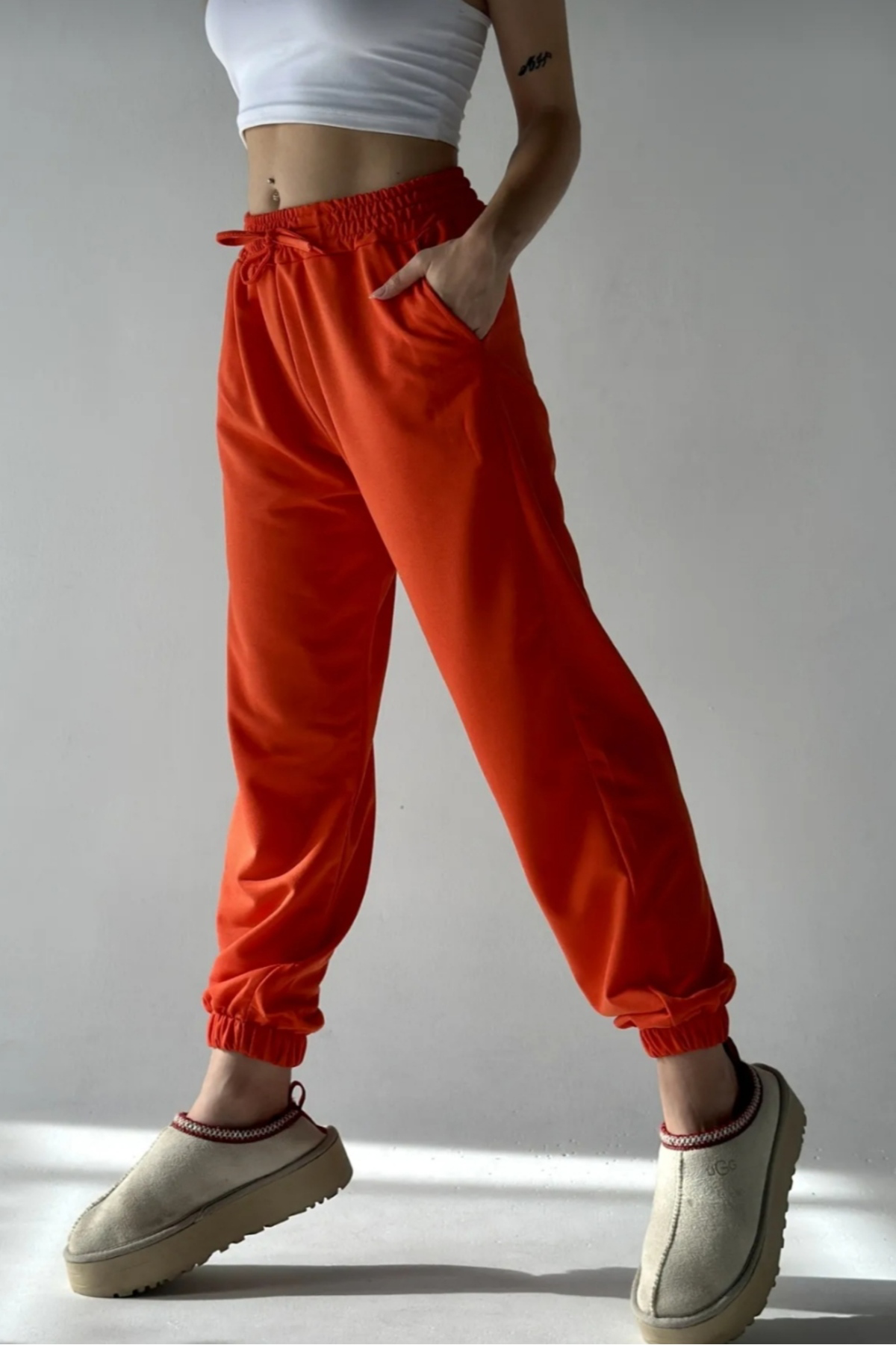 Mayar Butik Kadın Eşofman İki İplik Paçalar Lastikli Jogger Tek Alt