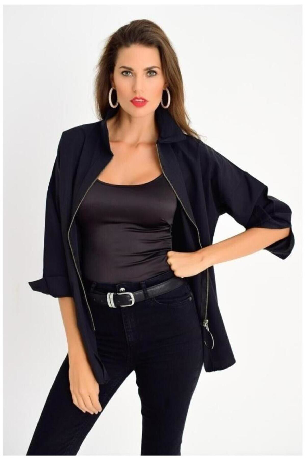 Pasaklı Giyim Kadın Fermuar Detaylı Uzun Kollu Gömlek 6108280